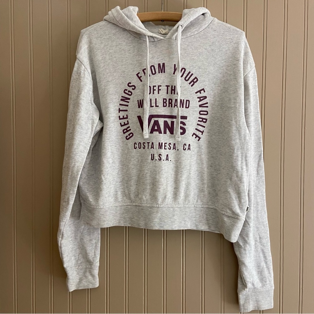 Vans Light Grey Cropped Hoodie Sweater Women’s Size Small